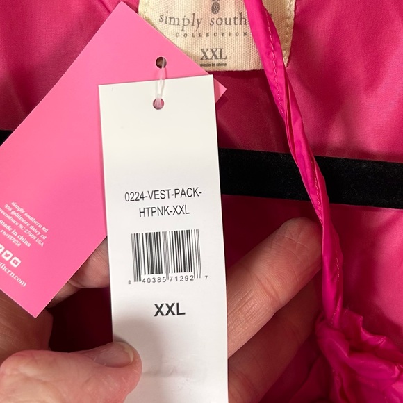 Simply Southern‎ Pink Puffy Packable Vest Women’s Size XL/XXL NWT - Picture 7 of 12